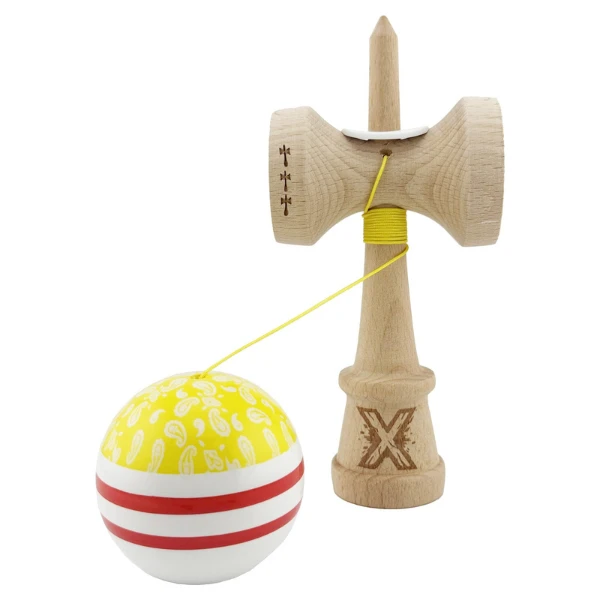 "kendama x original: chicanos", profesionala, flippy, rulment metalic, ața 62/65 cm, cupe mari, 7.5 х 6 х 18 cm, galben-alb 6