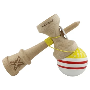 "kendama x original: chicanos", profesionala, flippy, rulment metalic, ața 62/65 cm, cupe mari, 7.5 х 6 х 18 cm, galben-alb Thumbnail 7