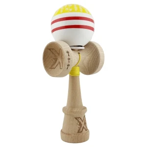 "kendama x original: chicanos", profesionala, flippy, rulment metalic, ața 62/65 cm, cupe mari, 7.5 х 6 х 18 cm, galben-alb Thumbnail 4