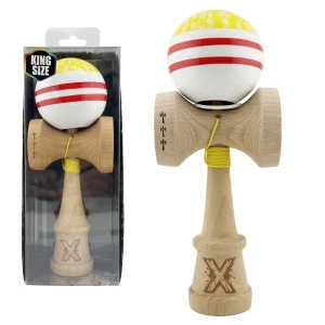"kendama x original: chicanos", profesionala, flippy, rulment metalic, ața 62/65 cm, cupe mari, 7.5 х 6 х 18 cm, galben-alb