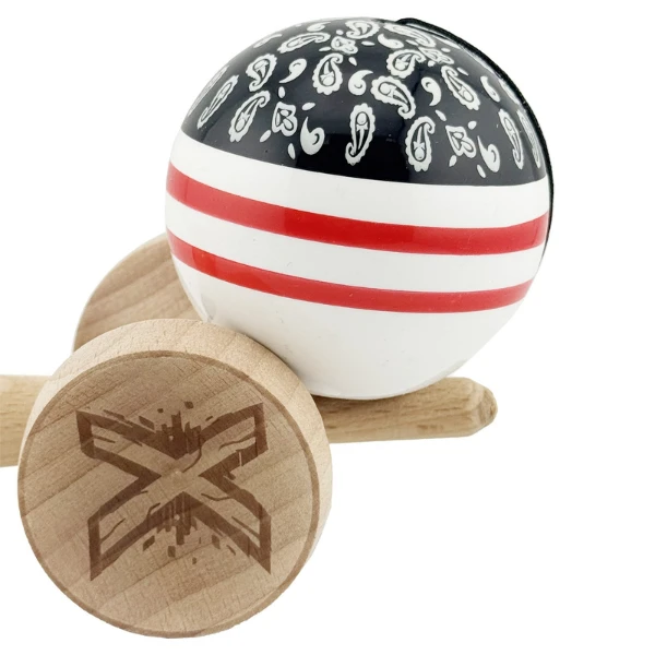 "kendama x original: chicanos", profesionala, flippy, rulment metalic, ața 62/65 cm, cupe mari, 7.5 х 6 х 18 cm, roșu-alb-negru 7
