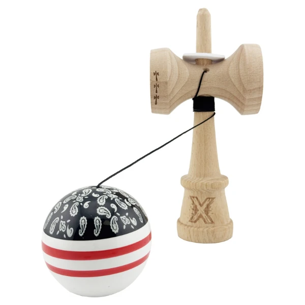 "kendama x original: chicanos", profesionala, flippy, rulment metalic, ața 62/65 cm, cupe mari, 7.5 х 6 х 18 cm, roșu-alb-negru 6