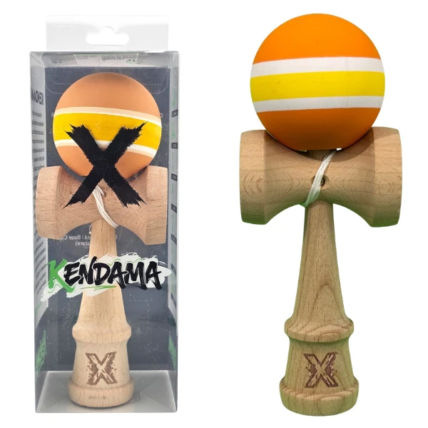 "kendama flippy x original", profesională, 7 х 6 х 18 cm, ața 35 cm, portocaliu-galben-alb 2