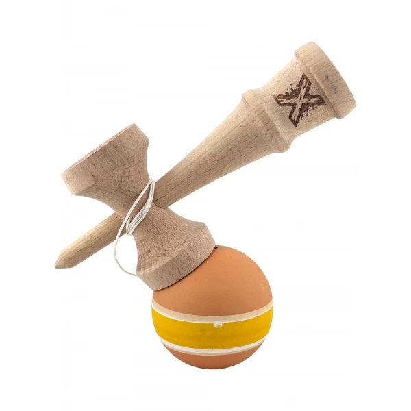 "kendama flippy x original", profesională, 7 х 6 х 18 cm, ața 35 cm, portocaliu-galben-alb 4