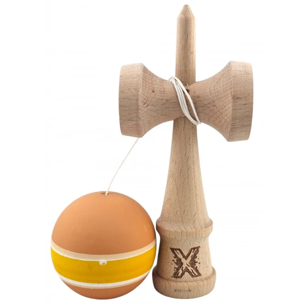 "kendama flippy x original", profesională, 7 х 6 х 18 cm, ața 35 cm, portocaliu-galben-alb 5