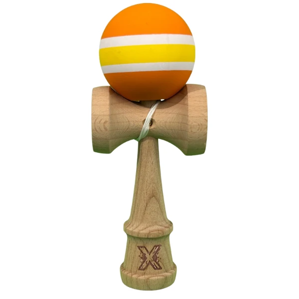 "kendama flippy x original", profesională, 7 х 6 х 18 cm, ața 35 cm, portocaliu-galben-alb 2