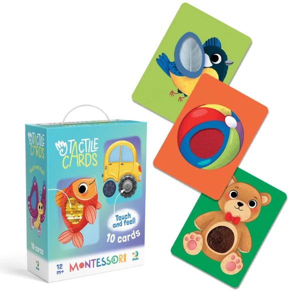 Set de carduri cu elemente tactile montessori „la plimbare” 2
