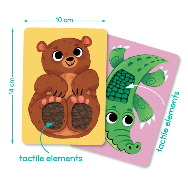 Set de carduri cu elemente tactile montessori „puii animalelor” 4
