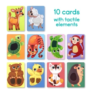 Set de carduri cu elemente tactile montessori „puii animalelor” Thumbnail 5
