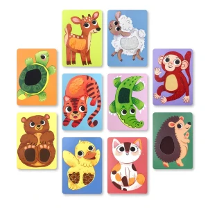 Set de carduri cu elemente tactile montessori „puii animalelor” Thumbnail 2