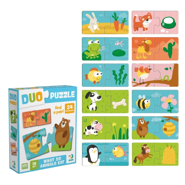 Puzzle duo "cine ce mănâncă?", 24 elem. 2
