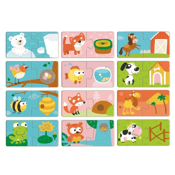 Puzzle duo "animalele și căsuțele lor", 24 elem. 2