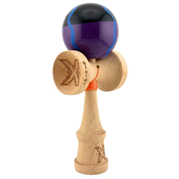 "kendama flippy x original", profesională, rulment metalic, ața 55 cm, ultra aderent, cupe mari, 7 х 6 х 18 cm, negru-mov cu linii 4