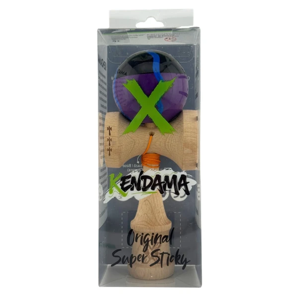 "kendama flippy x original", profesională, rulment metalic, ața 55 cm, ultra aderent, cupe mari, 7 х 6 х 18 cm, negru-mov cu linii 3