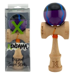 "kendama flippy x original", profesională, rulment metalic, ața 55 cm, ultra aderent, cupe mari, 7 х 6 х 18 cm, negru-mov cu linii Thumbnail 2
