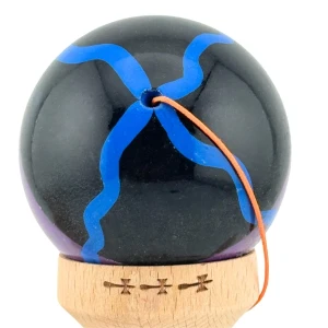 "kendama flippy x original", profesională, rulment metalic, ața 55 cm, ultra aderent, cupe mari, 7 х 6 х 18 cm, negru-mov cu linii Thumbnail 5
