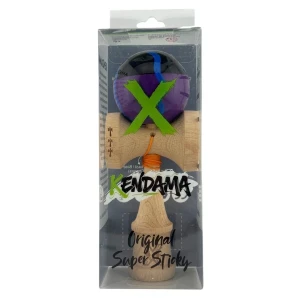 "kendama flippy x original", profesională, rulment metalic, ața 55 cm, ultra aderent, cupe mari, 7 х 6 х 18 cm, negru-mov cu linii Thumbnail 3