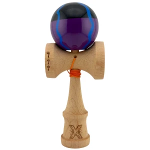 "kendama flippy x original", profesională, rulment metalic, ața 55 cm, ultra aderent, cupe mari, 7 х 6 х 18 cm, negru-mov cu linii Thumbnail 2