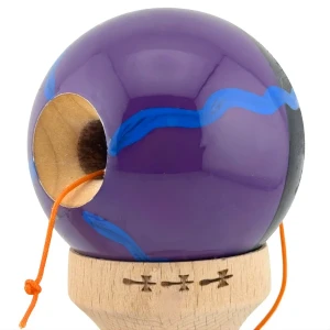 "kendama flippy x original", profesională, rulment metalic, ața 55 cm, ultra aderent, cupe mari, 7 х 6 х 18 cm, negru-mov cu linii Thumbnail 9