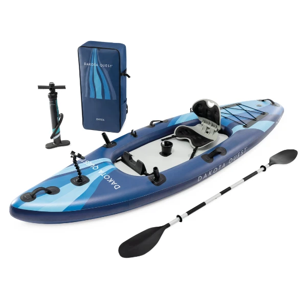 Intex caiac gonflabil “dakota quest” cu vâsle, pompă și geantă, 320x89x20 cm, până la 160 kg 2