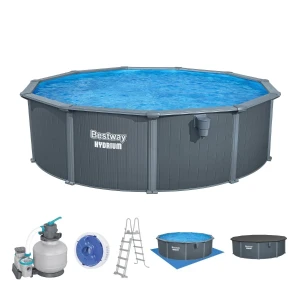 Bestway piscină hydrium 488x132 cm, 21490 l, carcas metal