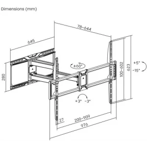 Suport de perete înclinat și pivotant gembird wm-105st-01, negru Thumbnail 5