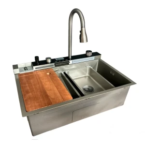 Chiuveta handmade sandonna hd7550 crom satin cu robinet cascadä reglabil