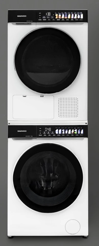 Сушильная машина daewoo ddr-hs9e-1, 9 кг, класс e, электронное управление, тепловой насос, сенсорные кнопки, чёрная панель управления с крупными пиктограммами 6