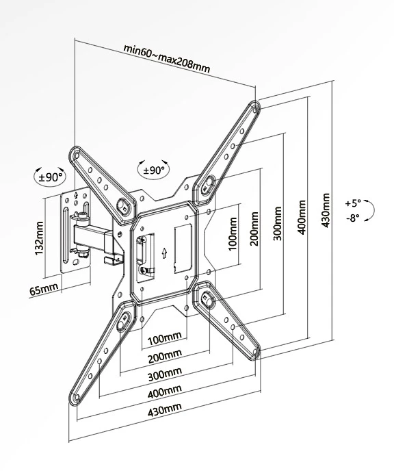 Superior tv-wall mount supstv017, 23"-55", max load 30 kg, vesa 100x100-400x400mm 2