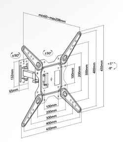 Superior tv-wall mount supstv017, 23"-55", max load 30 kg, vesa 100x100-400x400mm Thumbnail 2