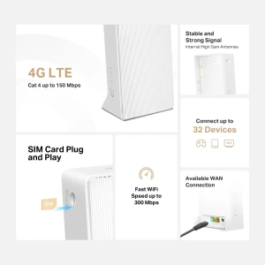 Mercusys mb112-4g 300mbps wireless n 4g lte router, connect up to 32 devices, wi-fi router mode Thumbnail 3