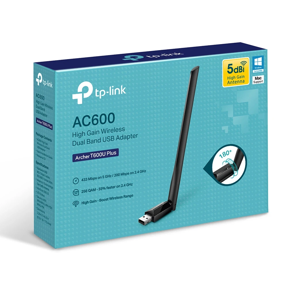 Wireless adapter usb 600mbps tp-link archer t600u plus 2