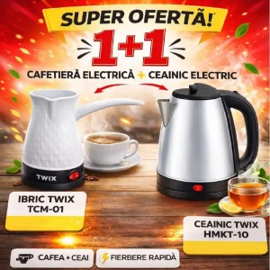 Set cafetieră geyser + ceainic electric twix (tcm-01 + hmkt10)