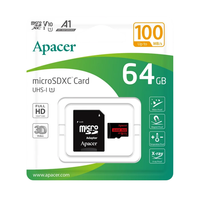 Карта памяти apacer microsdhc uhs-i u1 class 10, 64гб 2