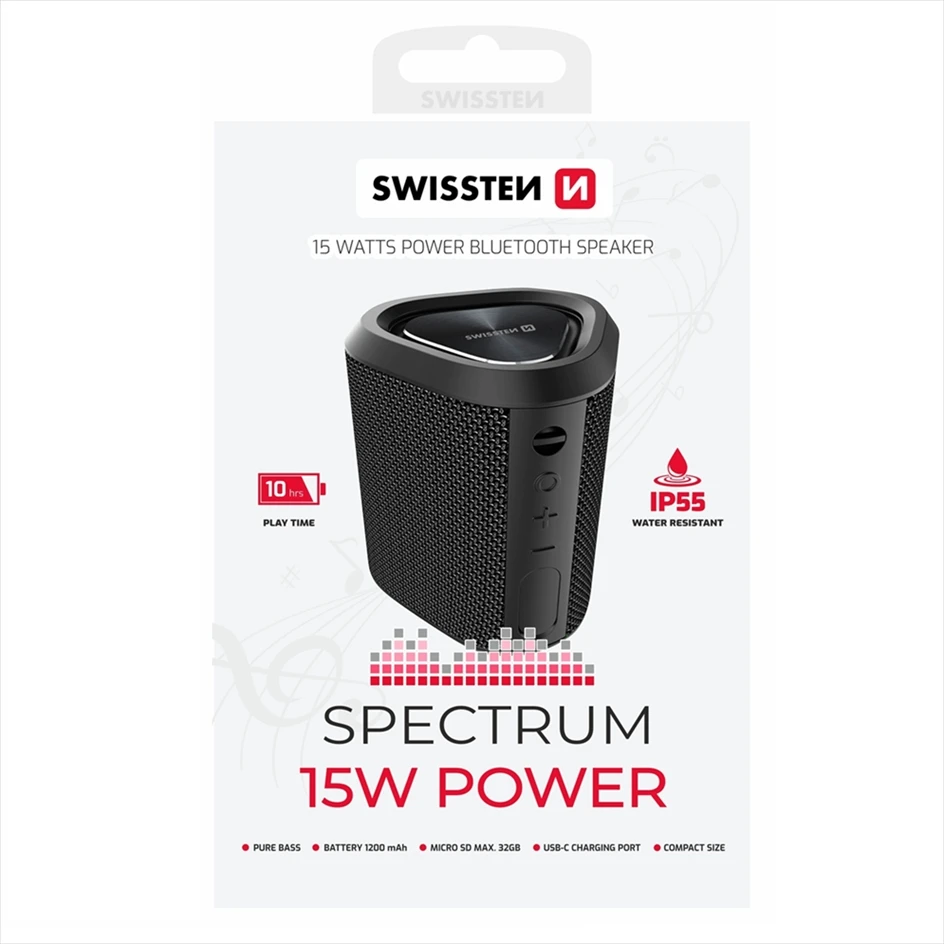 Boxa portabila swissten spectrum, bluetooth, 15w, negru 2