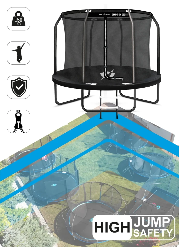 Детский садовый батут thunder inside elite 8ft (244см) black 3