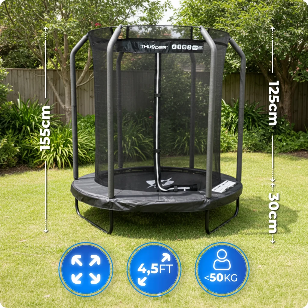 Trambulina de grădină pentru copii thunder inside elite 4,5ft (140cm) black 3
