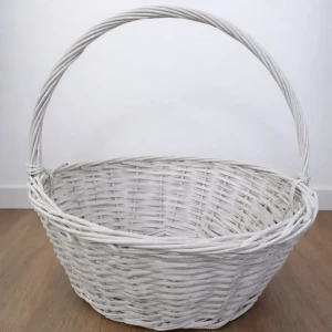 Coș alb din viță de vie cu toartă 48 cm Thumbnail 3