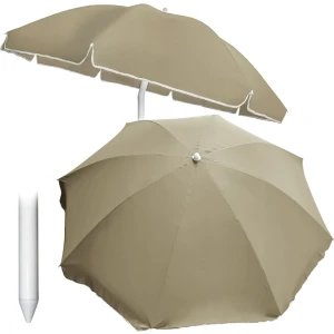 Umbrela de gradina/plaja jumi 240cm cu functie de pliere, bej om-281851