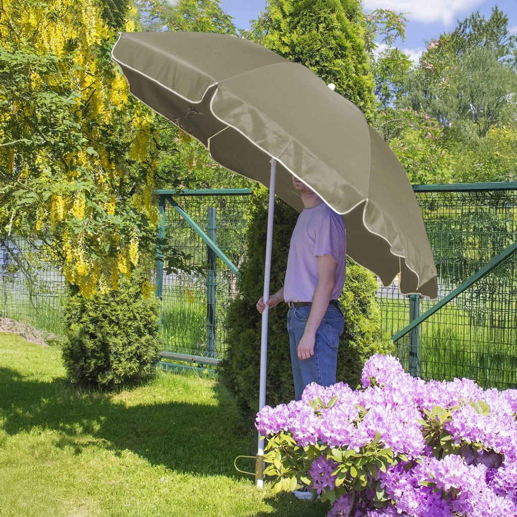 Umbrela de gradina/plaja jumi 240cm cu functie de pliere, bej om-281851 4