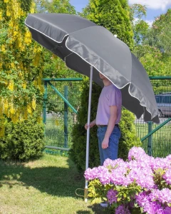 Umbrela de gradina/plaja jumi 240cm cu functie de pliere , gri om-281844 Thumbnail 3