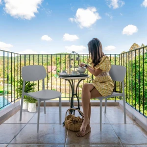 Scaun terasa jumi lara din plastic, gri Thumbnail 2