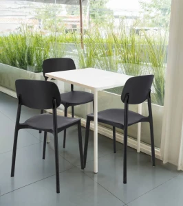 Scaun terasa jumi lara din plastic, negru Thumbnail 3