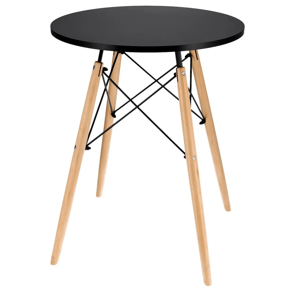 Masa rotunda moderna jumi, mdf, 60x60x74cm, stil scandinav,oak artisan/negru 2
