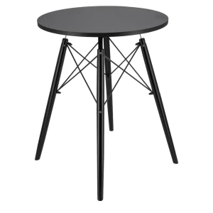Masa rotunda moderna jumi, mdf, 60x60x74cm, stil scandinav, negru/negru Thumbnail 2