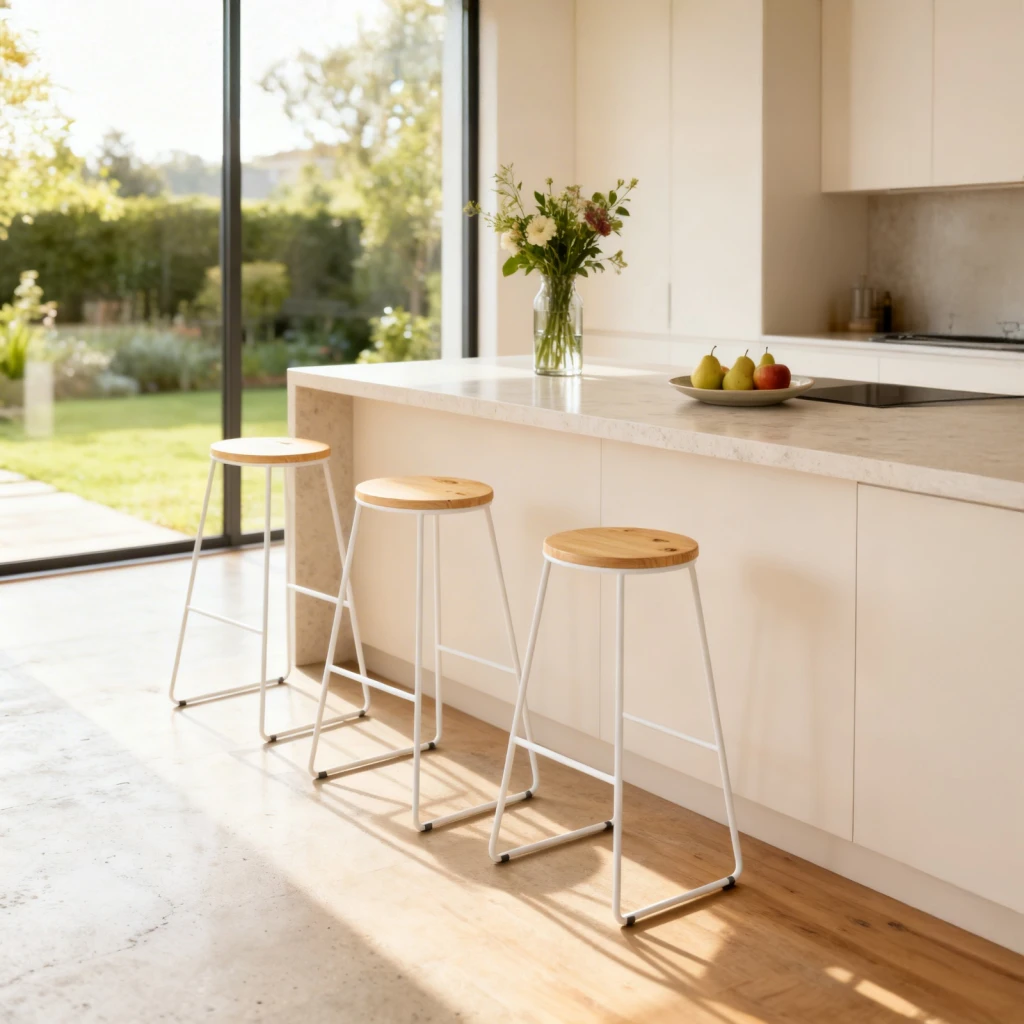 Scaun de bar jumi din lemn, oak artisan / alb 4