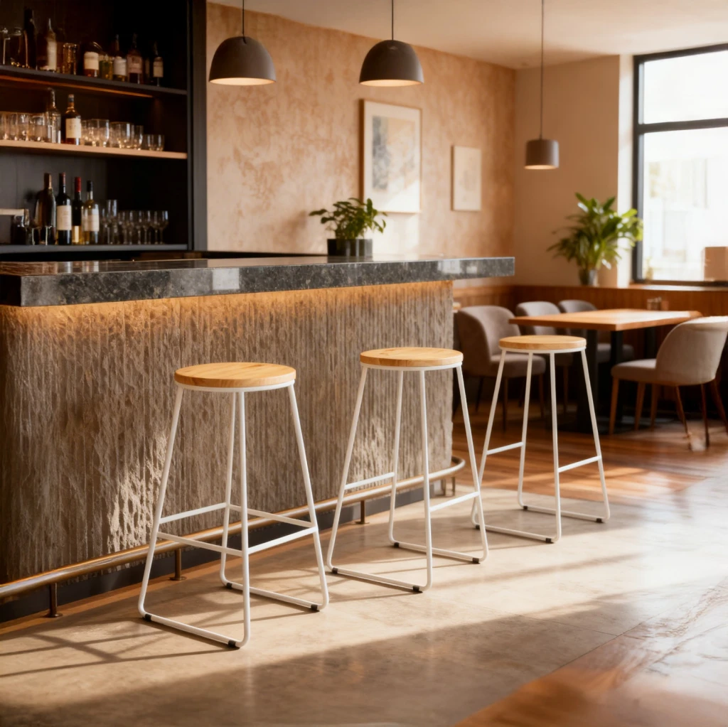 Scaun de bar jumi din lemn, oak artisan / alb 5