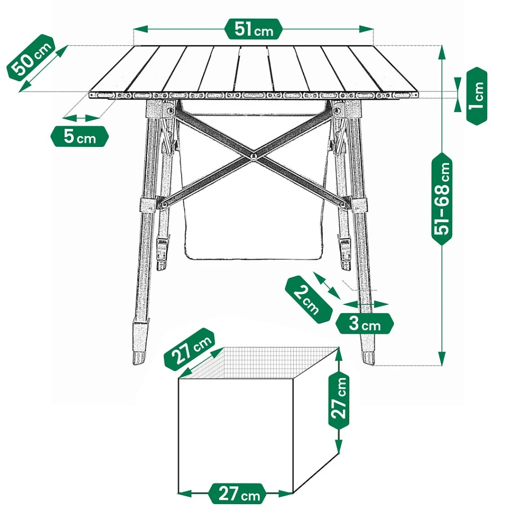 Masa de camping cu geanta frigorifica si inaltime reglabila 7
