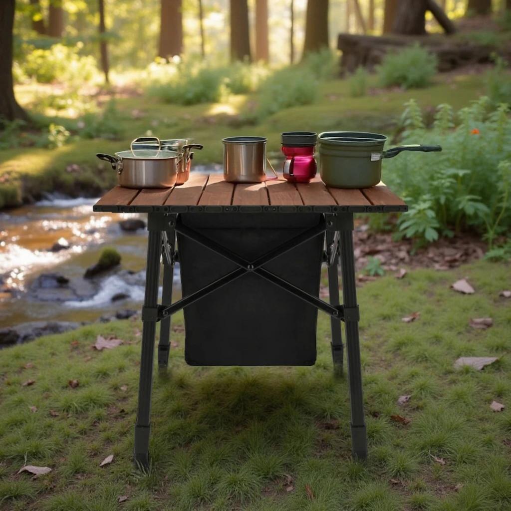 Masa de camping cu geanta frigorifica si inaltime reglabila 8