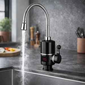 Baterie instant cu furtun flexibil si cu ecran led 3, neagră